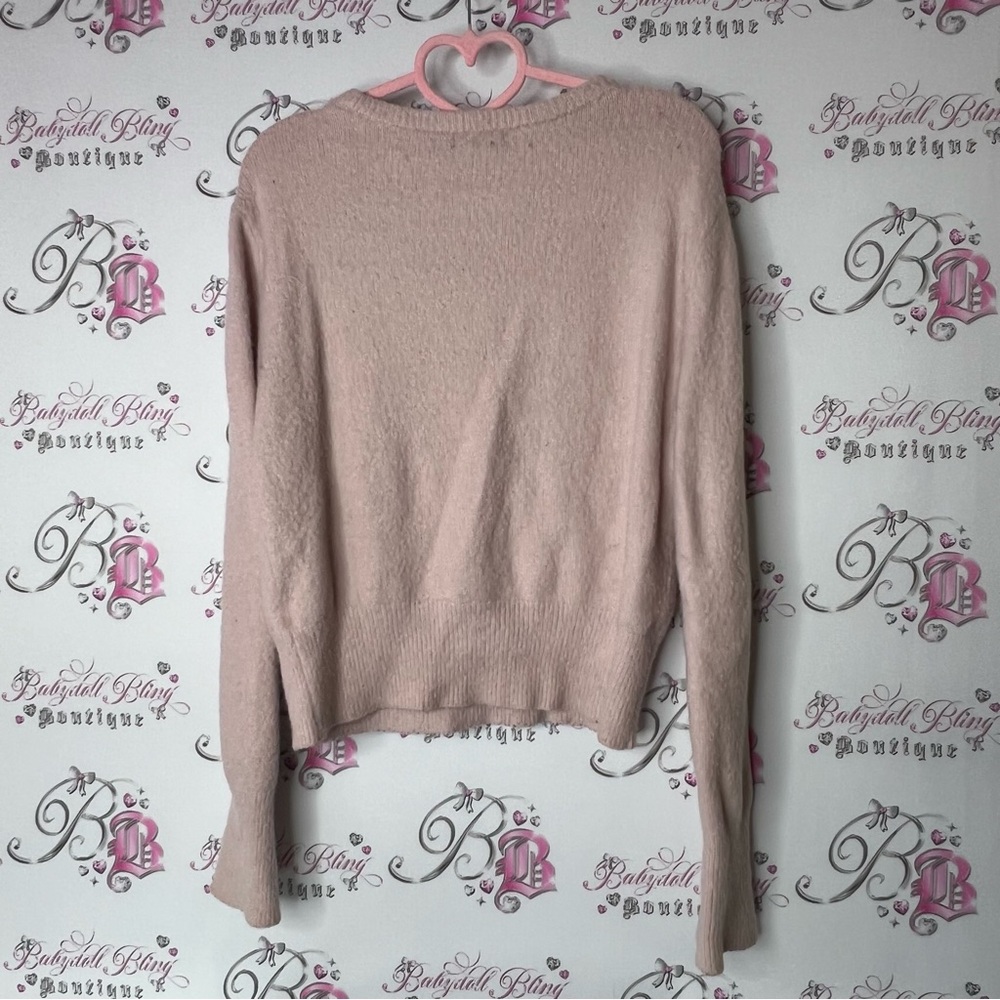 Bebe sweater furry fuzzy pink bling crystal rhinestone Swarovski - Picture 2 of 6